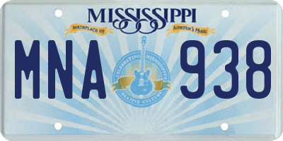 MS license plate MNA938