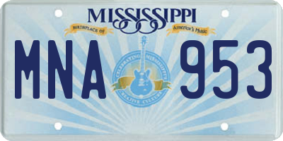 MS license plate MNA953
