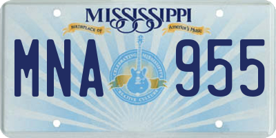 MS license plate MNA955