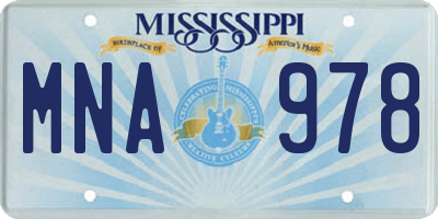 MS license plate MNA978