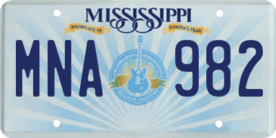 MS license plate MNA982