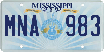 MS license plate MNA983