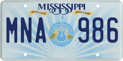 MS license plate MNA986