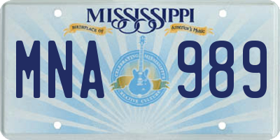 MS license plate MNA989