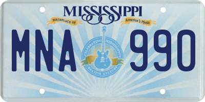 MS license plate MNA990