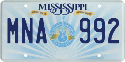 MS license plate MNA992