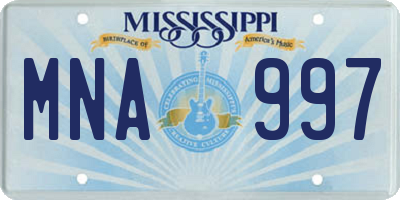 MS license plate MNA997