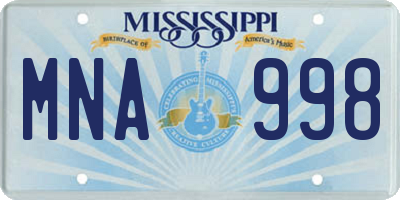 MS license plate MNA998