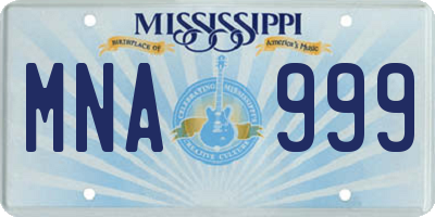 MS license plate MNA999