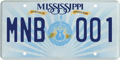 MS license plate MNB001