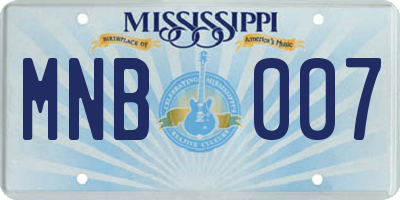 MS license plate MNB007