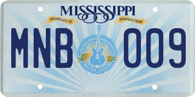 MS license plate MNB009