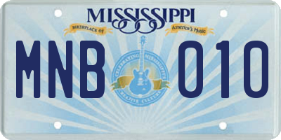 MS license plate MNB010