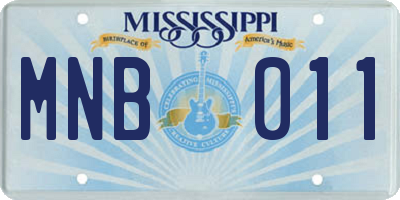 MS license plate MNB011