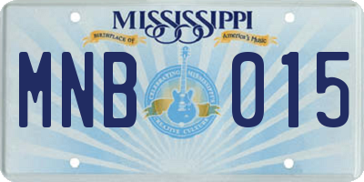 MS license plate MNB015
