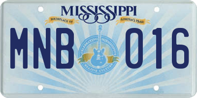 MS license plate MNB016
