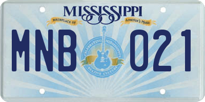 MS license plate MNB021