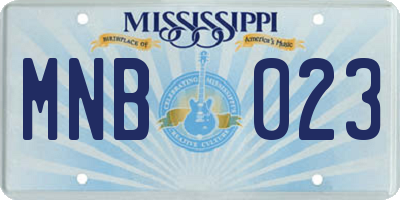 MS license plate MNB023
