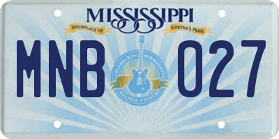 MS license plate MNB027