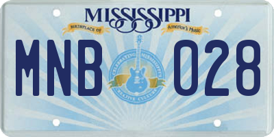 MS license plate MNB028