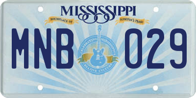 MS license plate MNB029