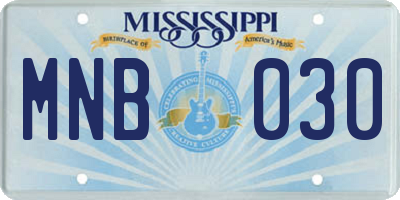 MS license plate MNB030