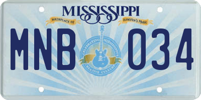 MS license plate MNB034