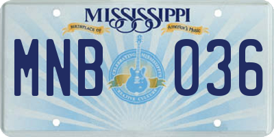 MS license plate MNB036