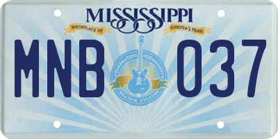 MS license plate MNB037