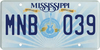 MS license plate MNB039