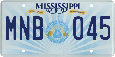 MS license plate MNB045