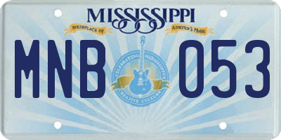MS license plate MNB053