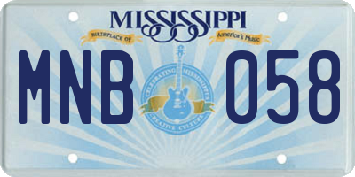 MS license plate MNB058