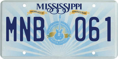 MS license plate MNB061