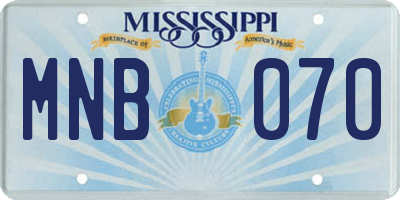 MS license plate MNB070