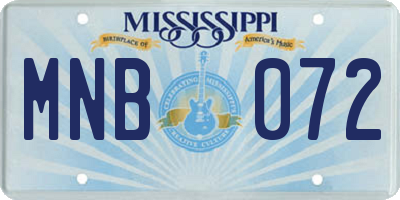 MS license plate MNB072