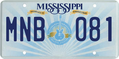 MS license plate MNB081