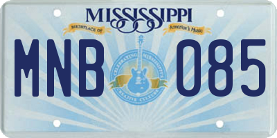 MS license plate MNB085