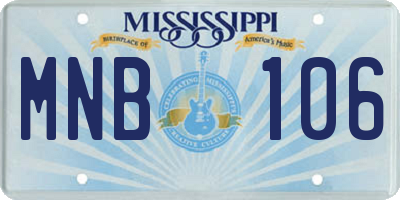 MS license plate MNB106