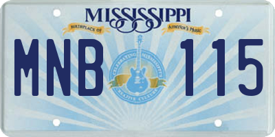 MS license plate MNB115