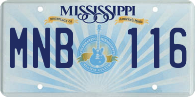 MS license plate MNB116