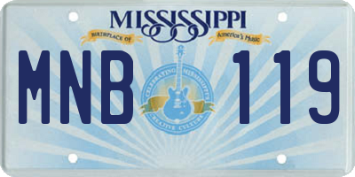 MS license plate MNB119