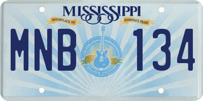 MS license plate MNB134