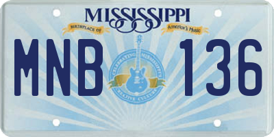 MS license plate MNB136