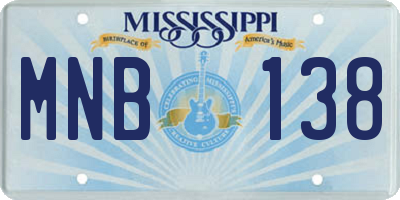 MS license plate MNB138