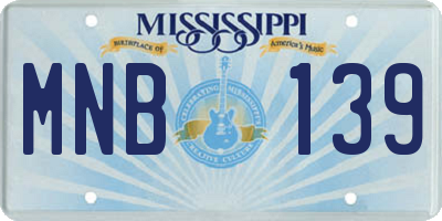 MS license plate MNB139