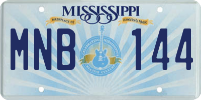 MS license plate MNB144