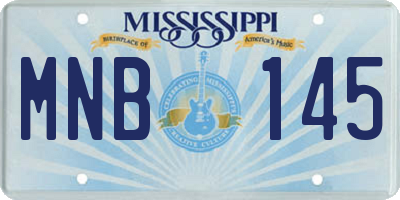 MS license plate MNB145