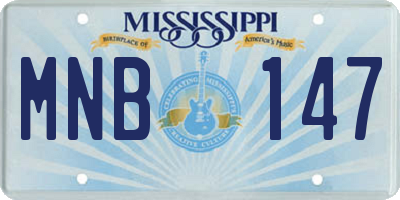 MS license plate MNB147
