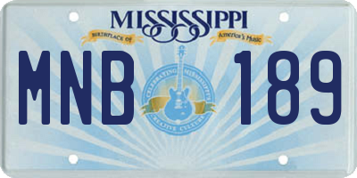 MS license plate MNB189